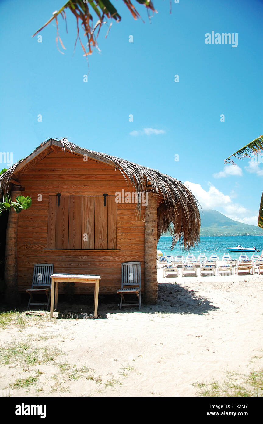 Photo of a cabana hut on a beach in St. Kitts Stock Photo