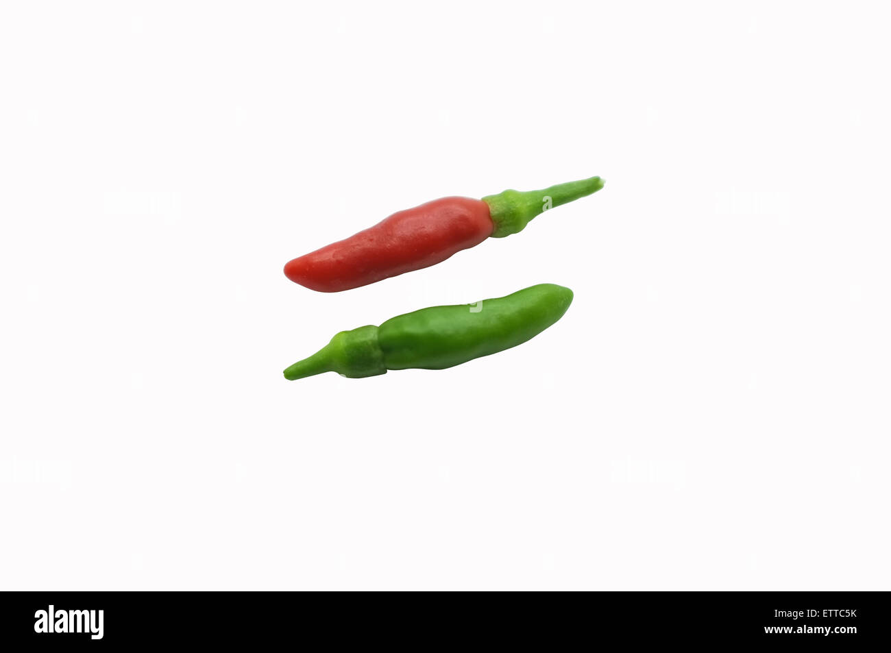 Thai chili pepper, red and green colors, isolated on white background Stock Photo