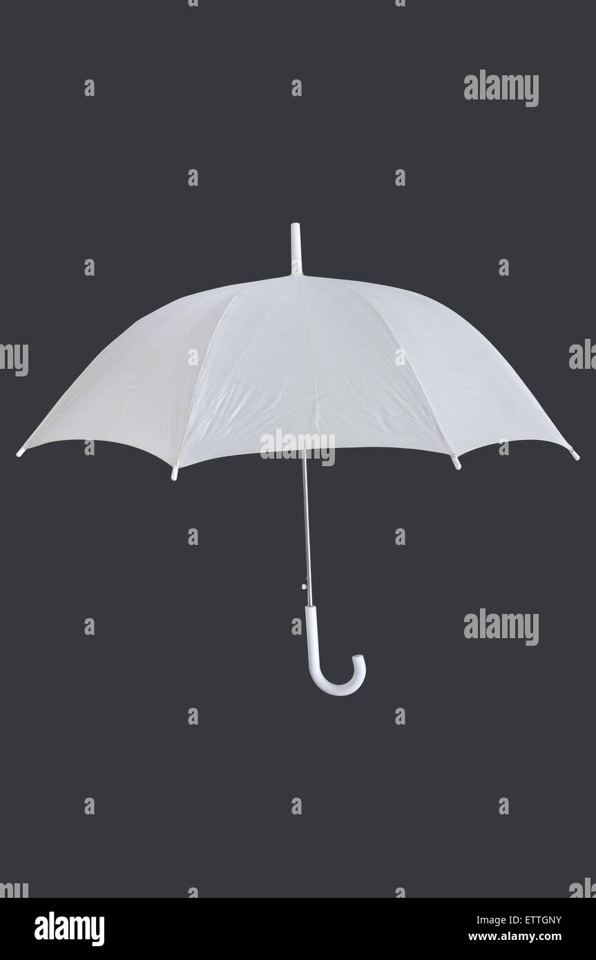White blank umbrella isolated on gray background Stock Photo - Alamy
