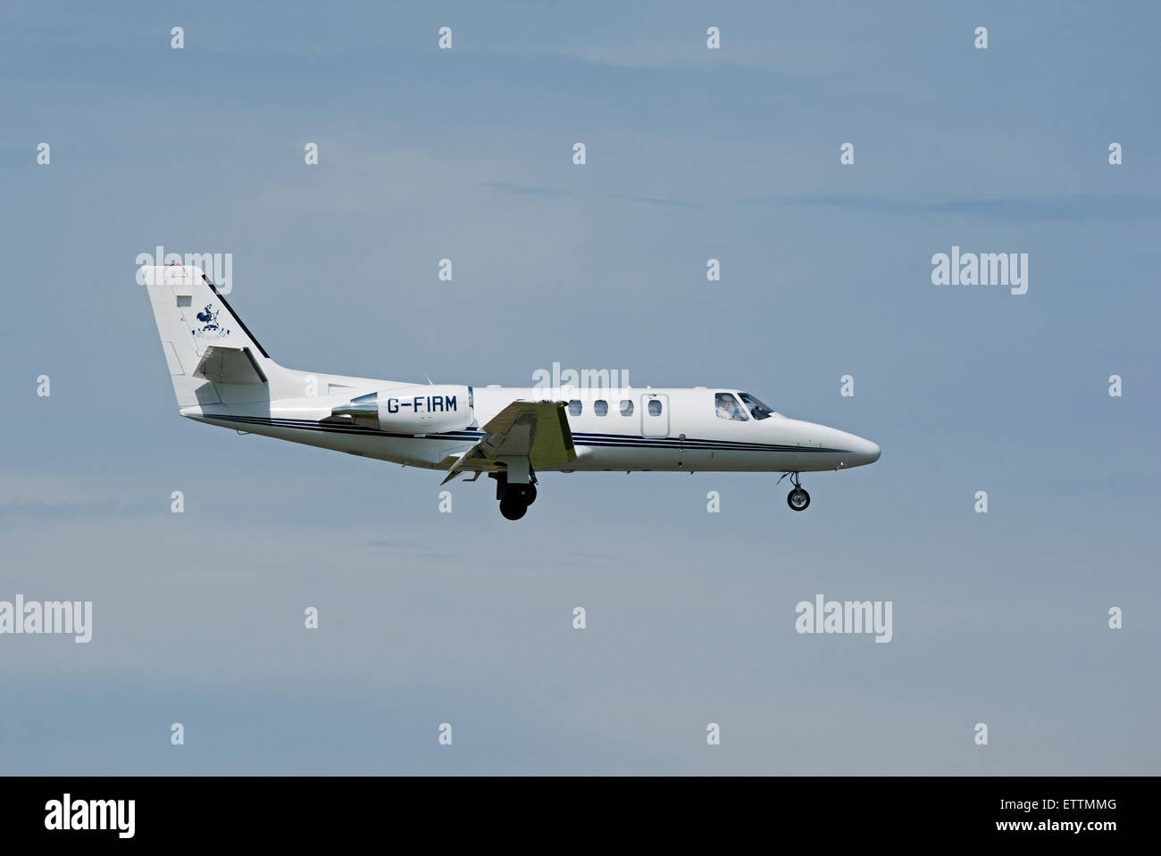 Cessna 550 Citation Bravo coming into Dalcross airport. Inverness Scotland.  SCO 9886 Stock Photo