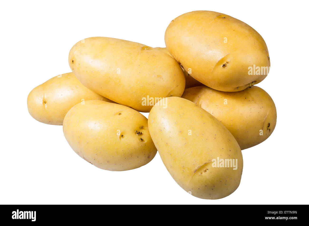 White potatoes fresh picked isolated on white Stock Photo