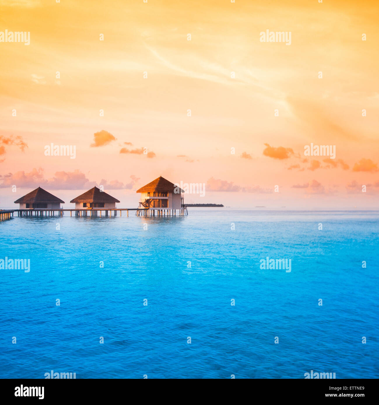 Sunset on Maldives island Stock Photo