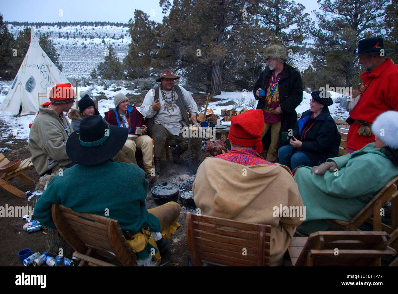 Campfire gathering, Grizzly Mountain Long Rifles Horse Ridge Rendezvous