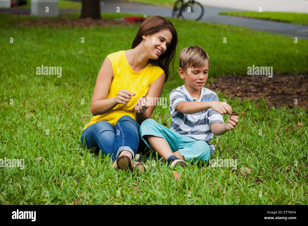 Mother and Son exploring together Stock Photo Alamy