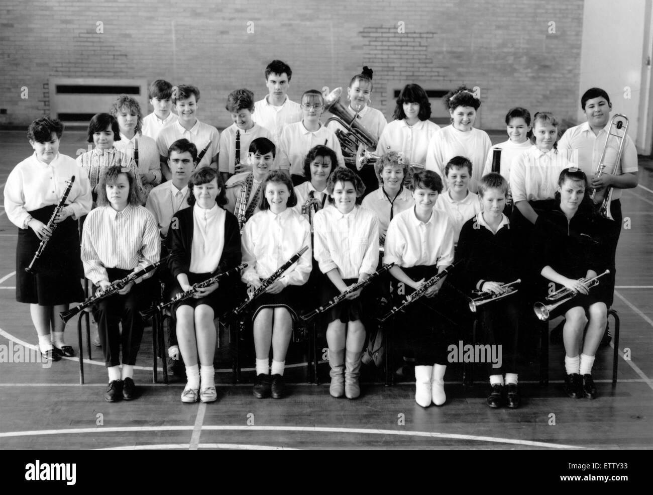 Keldolme Comprehensive School wind band. 28th June 1988. Stock Photo