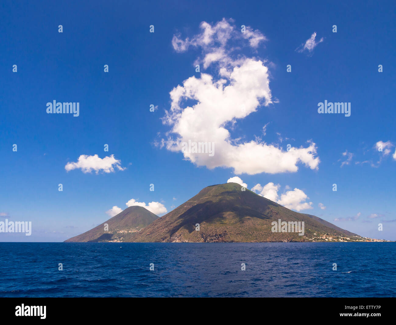 Italy, Sicily, Aeolian Islands, view onto Salina Island Stock Photo