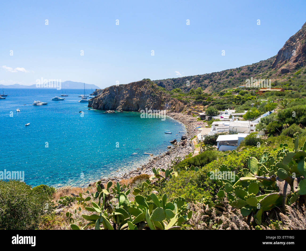 Sicily, Aeolian Islands, Panarea, View to bay Stock Photo