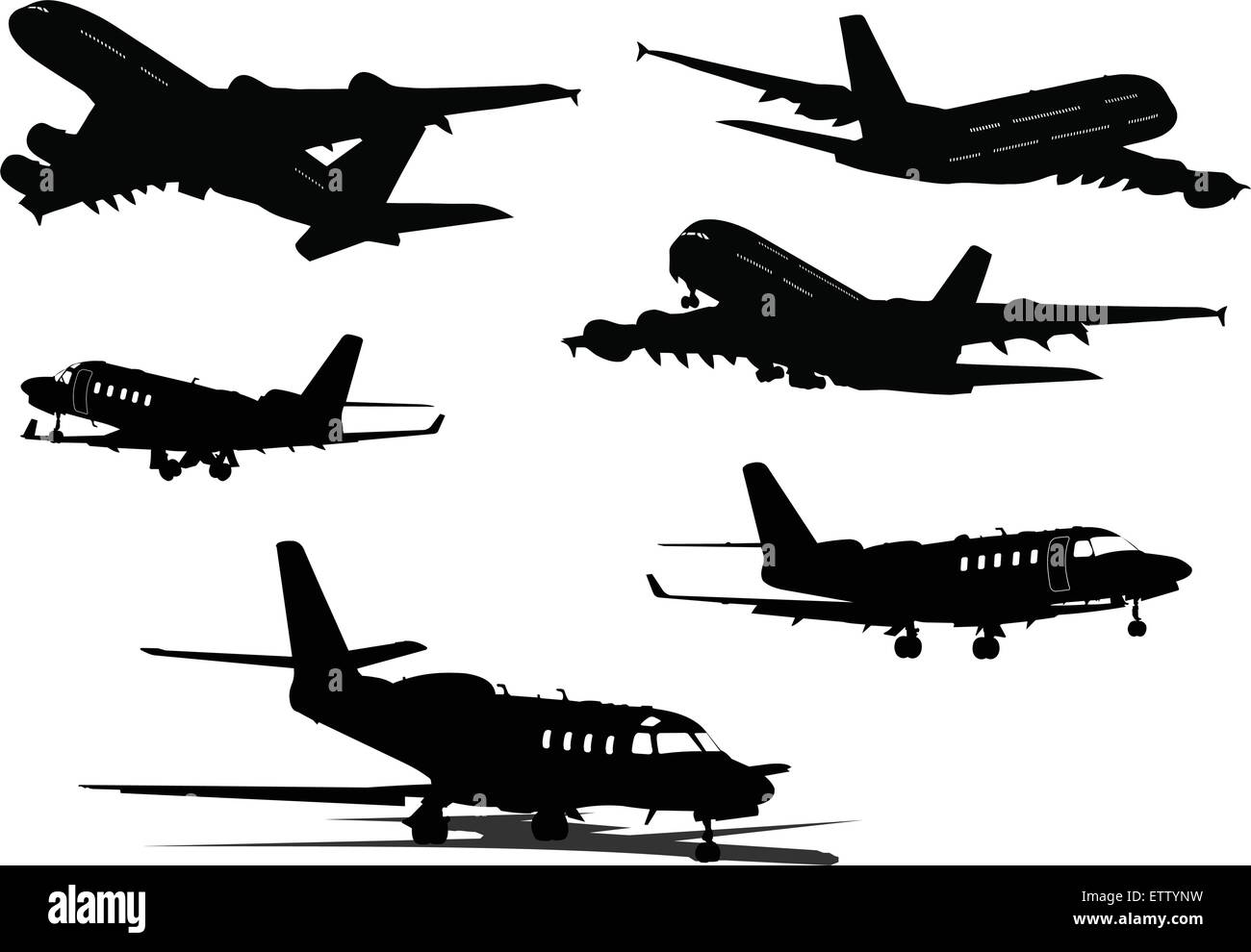 Airplane silhouettes. Vector illustration for designers Stock Vector ...