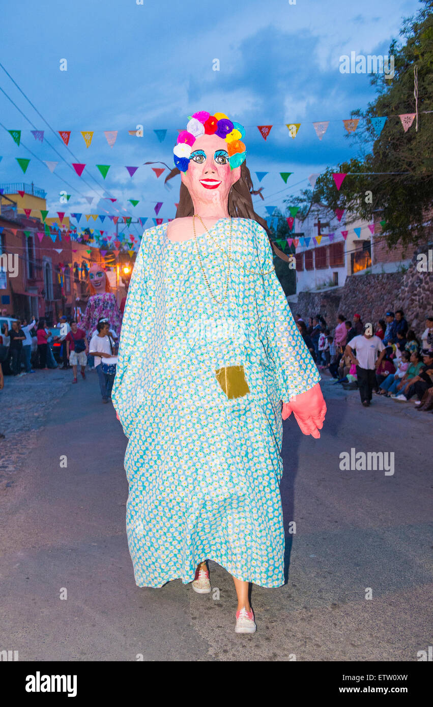Mojigangas at the festival of Valle del Maiz on May 31 , 2015 in San Miguel de Allende ,Mexico. Stock Photo