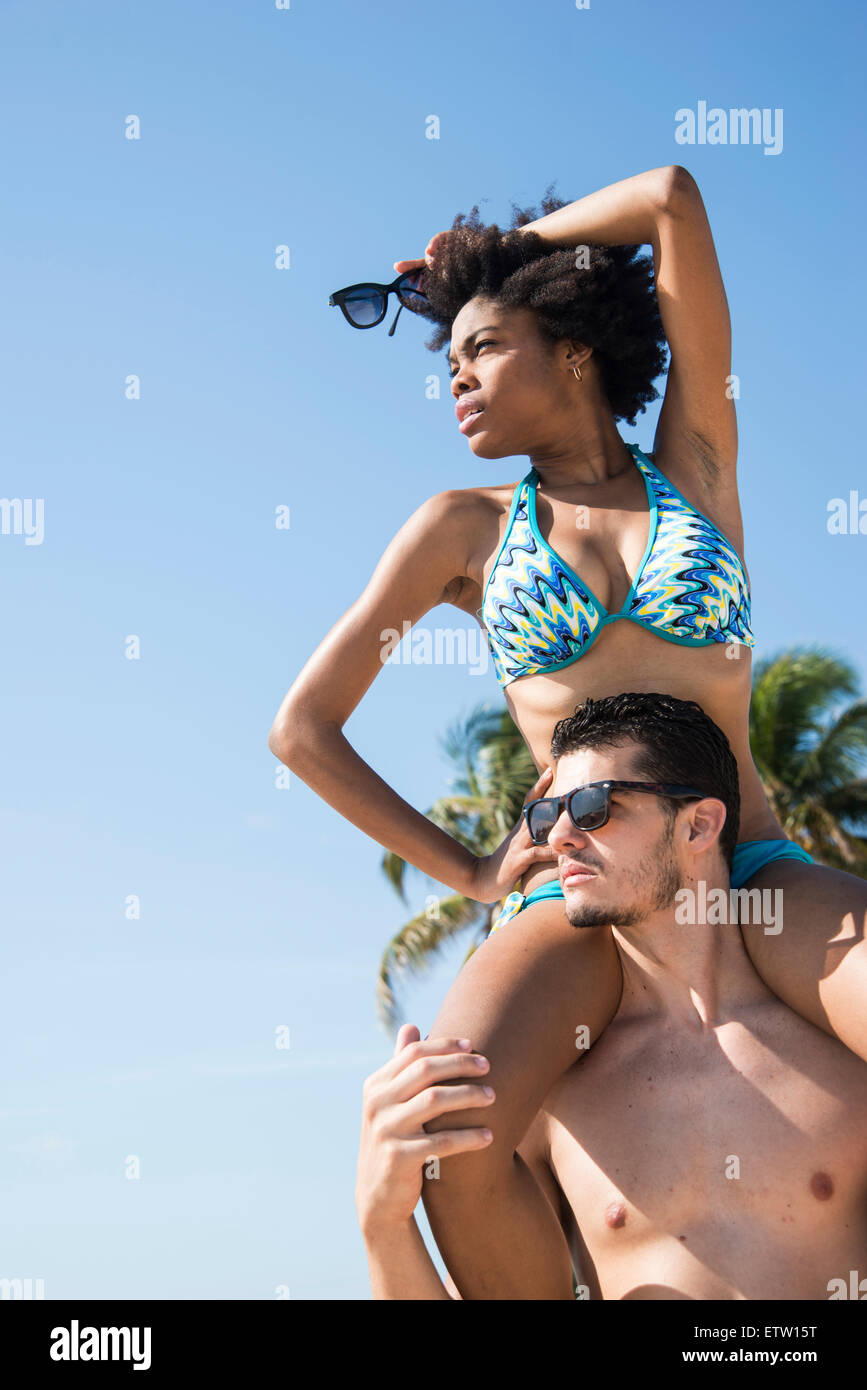 A Latin couple on the beach Stock Photo
