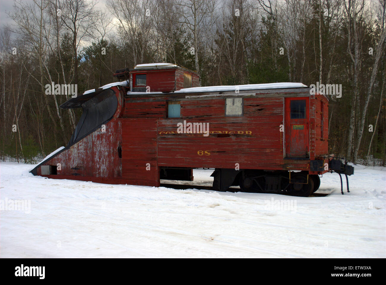 Antique old wooden, Railway Snow Plow Stock Photo Alamy