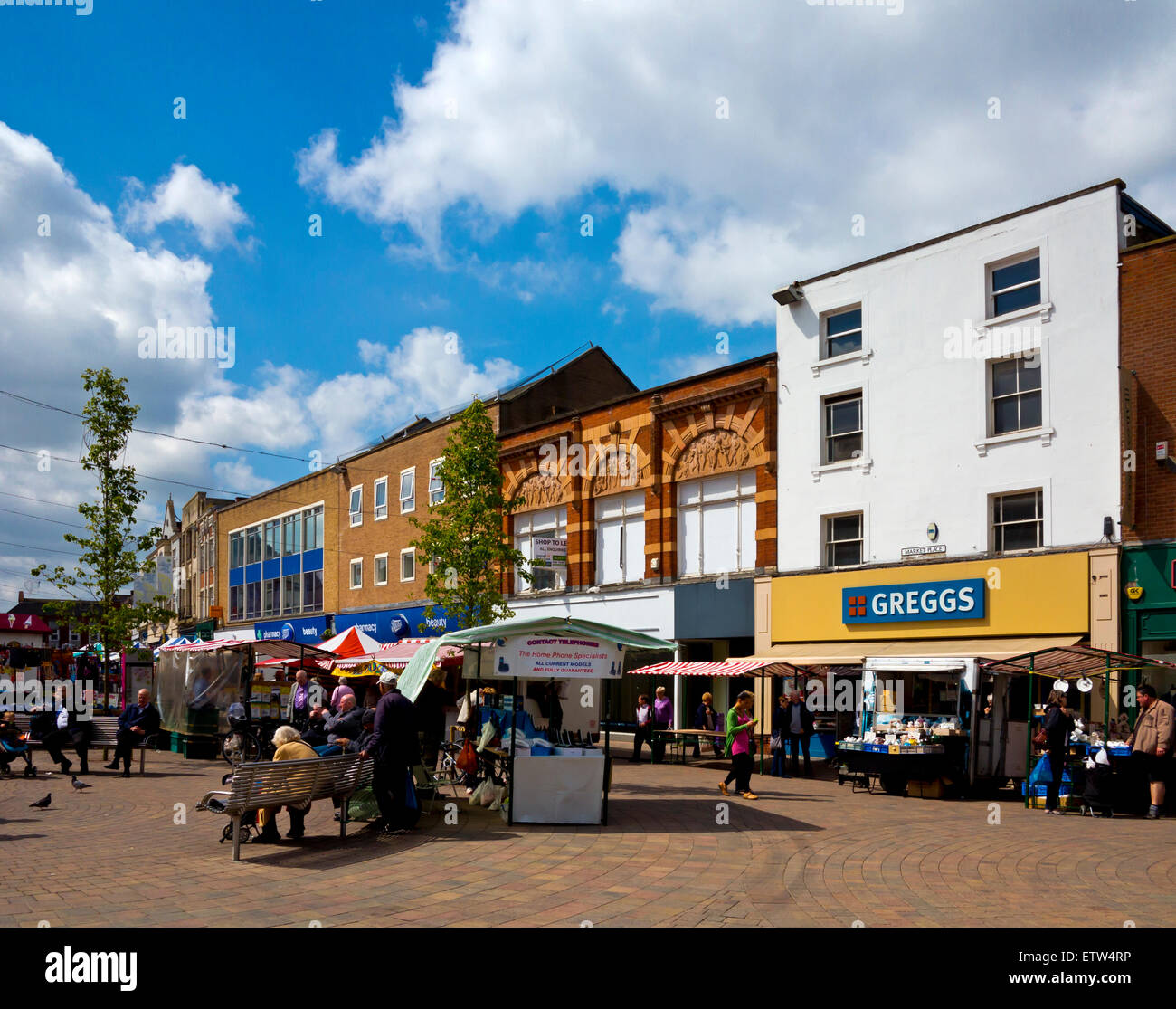 The Market Place in Loughborough town centre Leicestershire England UK ...