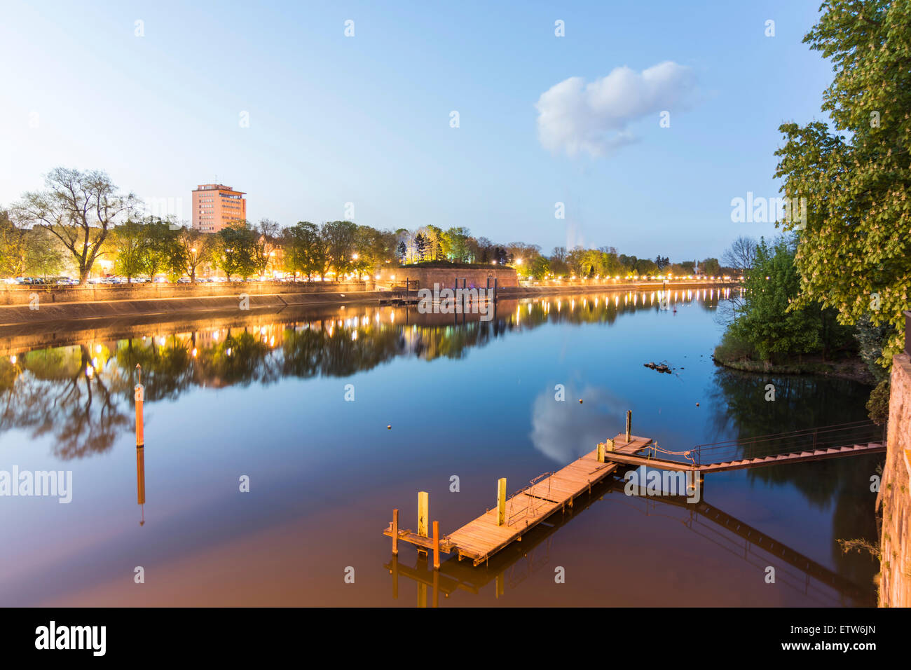 France, Thionville, Jetty at Moselle river Stock Photo