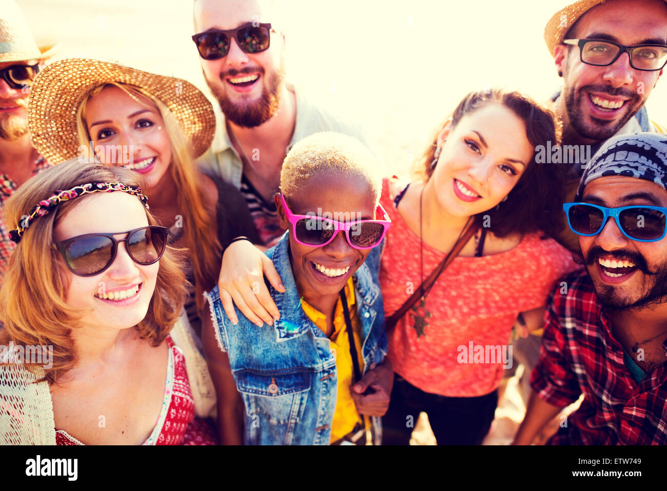 Friendship Bonding Relaxation Summer Beach Happiness Concept Stock Photo