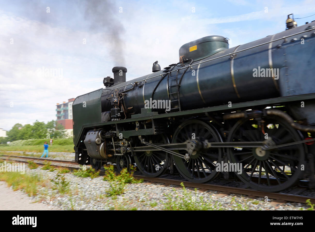 Finnish Hr1-class 'Ukko-Pekka' steam engine locomotive 1009, Lappeenranta Finland Stock Photo