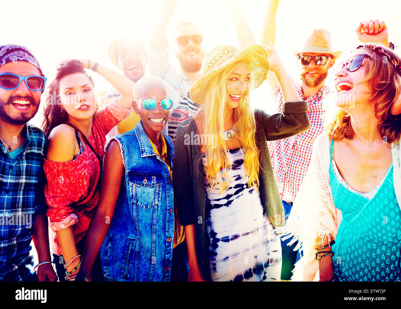 Teenagers Friends Beach Party Happiness Concept Stock Photo