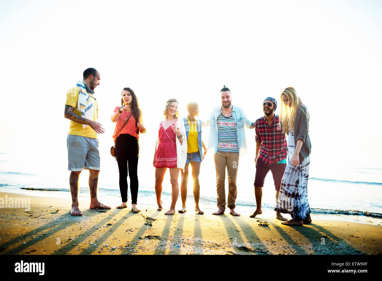 Diverse Beach Summer Friends Fun Bonding Concept Stock Photo