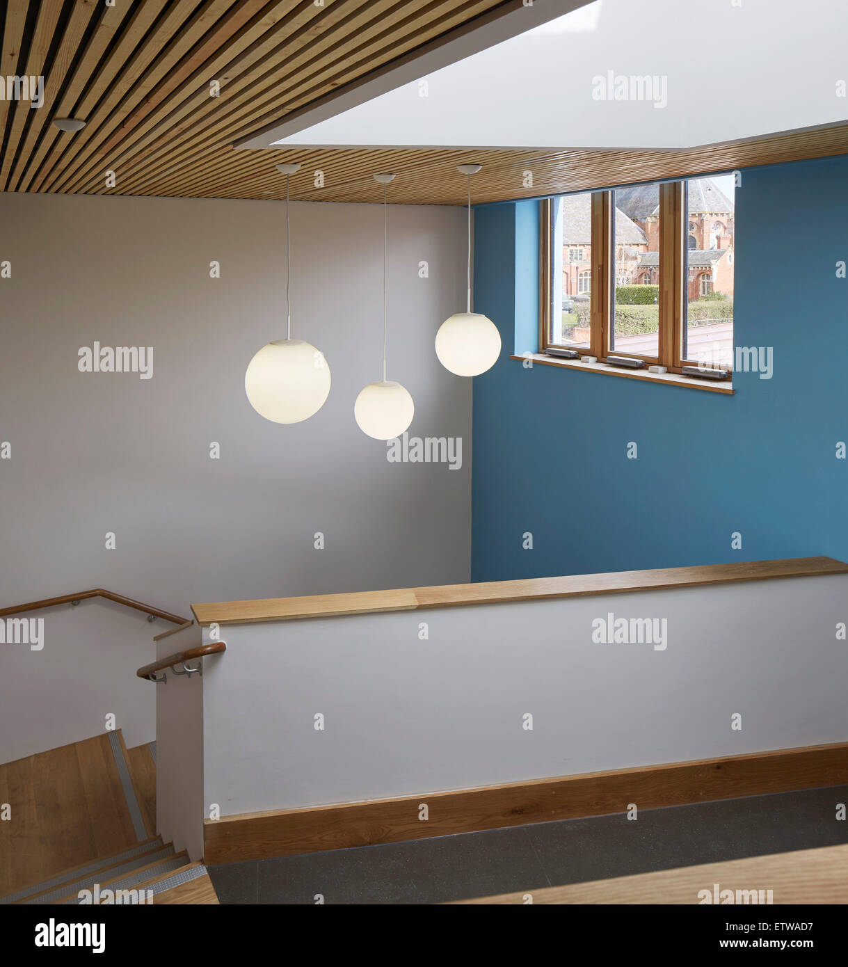 Stairway detail with skylights. St Michael's Hospice, Hereford, United