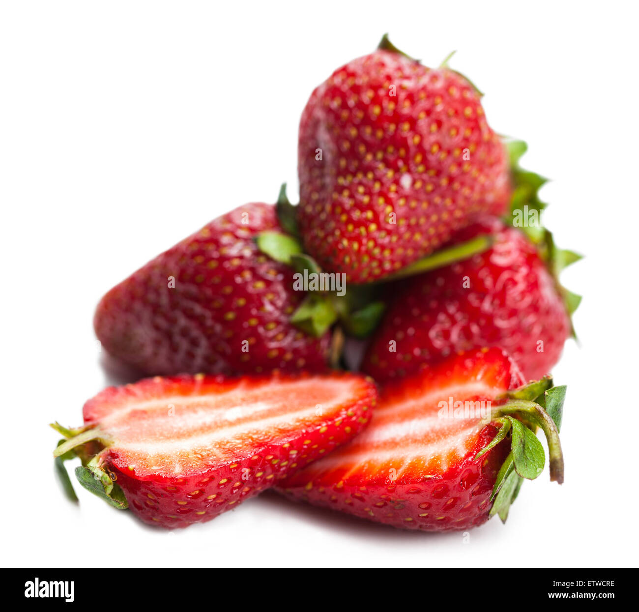ripe juicy strawberries isolated on white background Stock Photo - Alamy