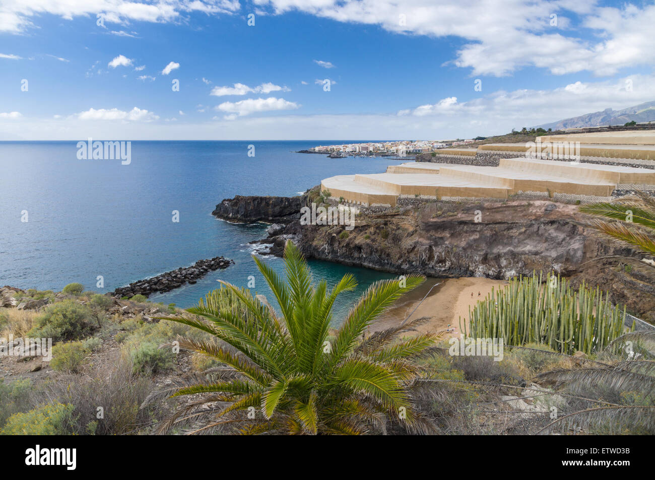Abama beach and banana plantation, Tenerife, Canary islands Stock Photo