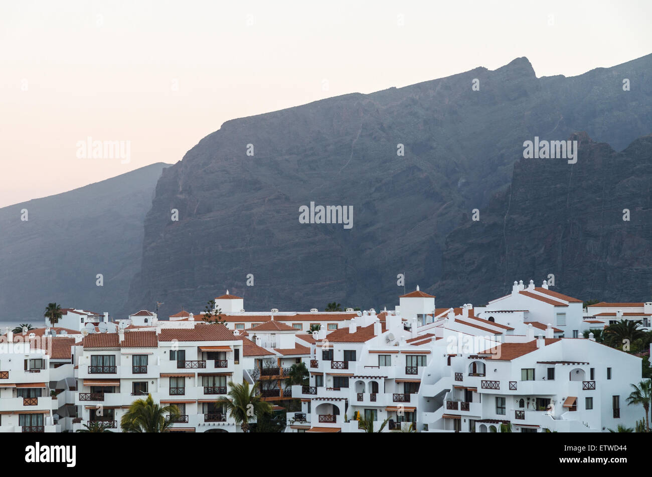 Before sunrise mountain view on Tenerife hotel resorts, Canary islands Stock Photo