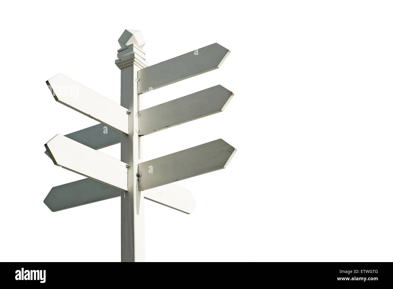direction sign with blank spaces for text isolated on white background ...