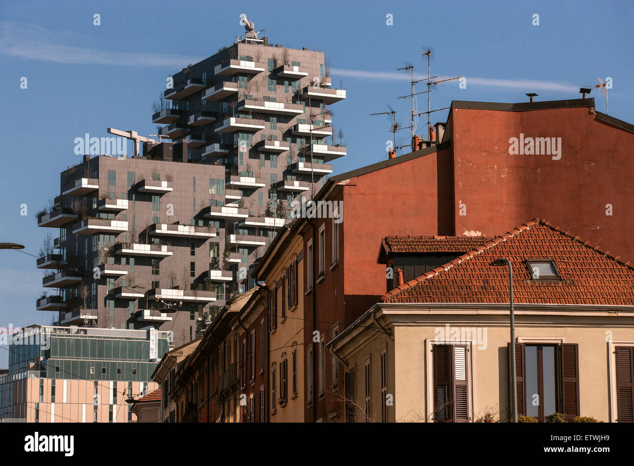 Milan, Porta Nuova Isola district, buildings 'Bosco Verticale' architect Stefano Boeri, awarded as the most beautiful building Stock Photo