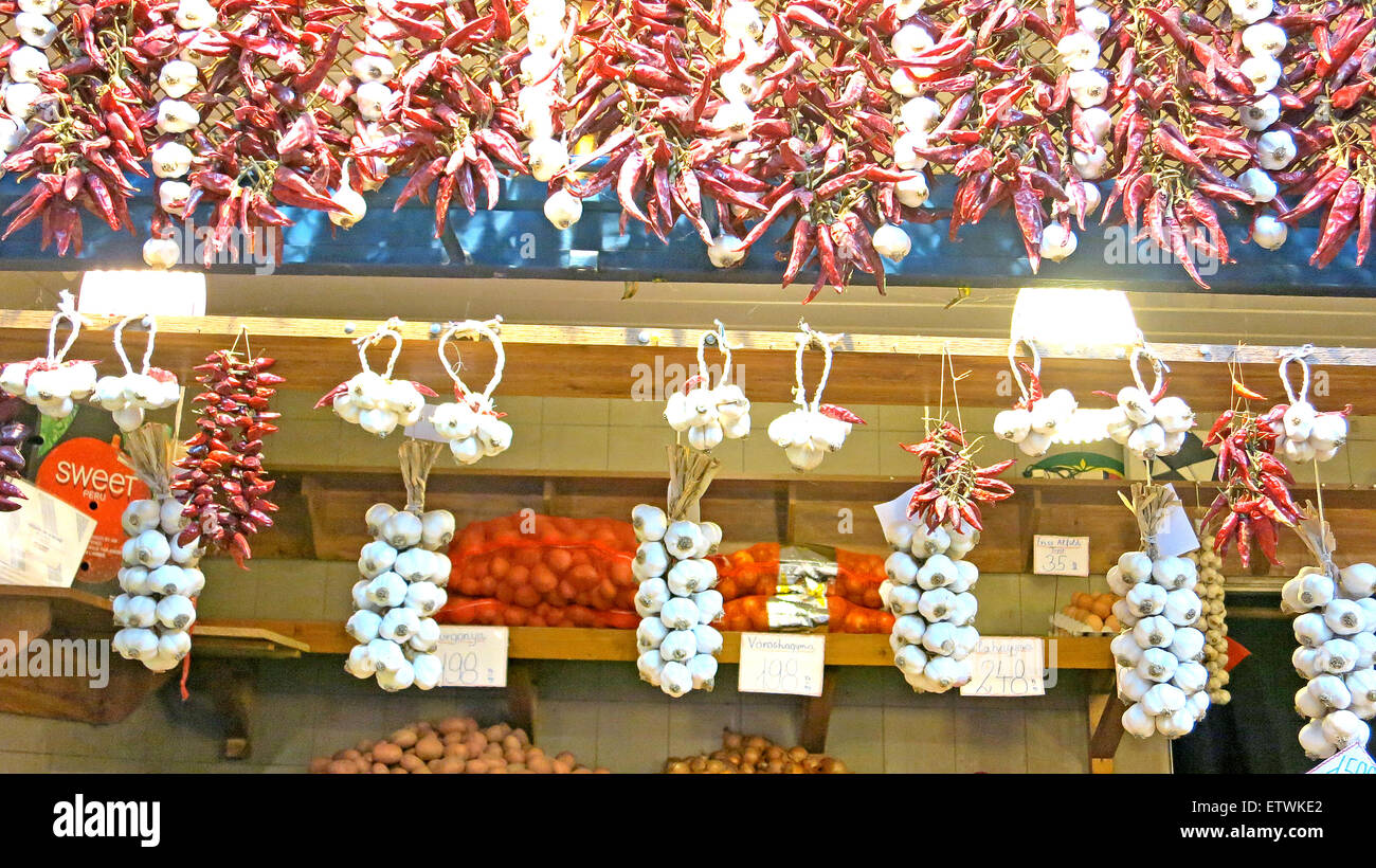 shop of hungarian products in Central market Budapest Hungary Stock