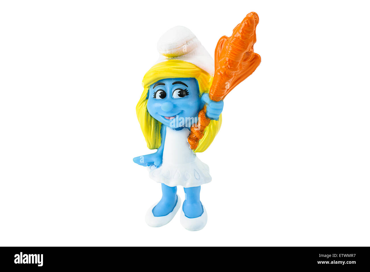 Bangkok,Thailand - February 17, 2014: Smurfette is a female Smurf who was created by Gargamel toy figure model. Stock Photo