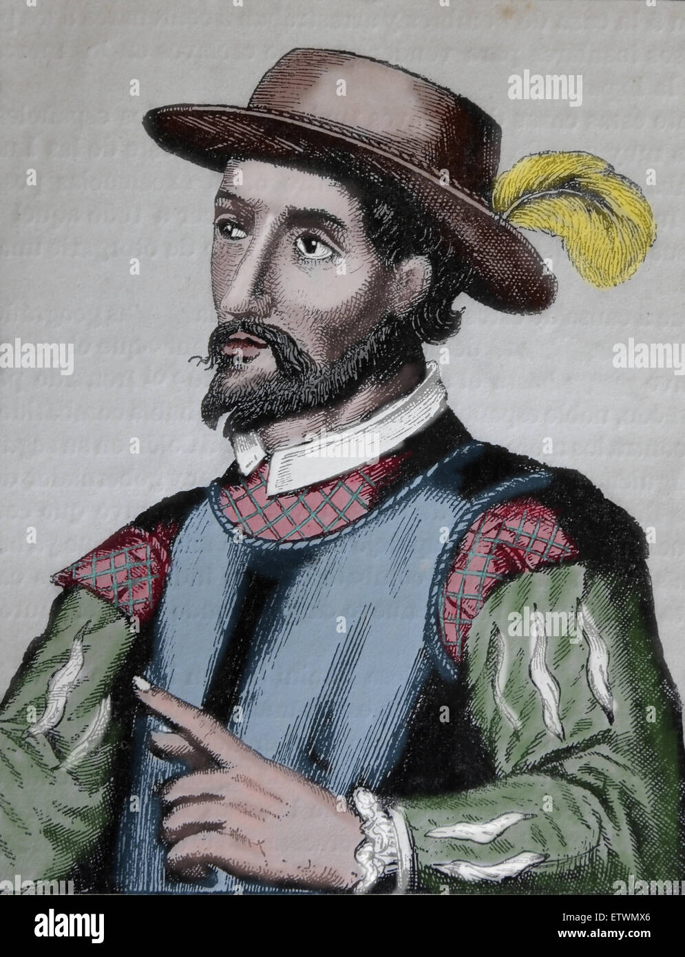 Juan Ponce de Leon (1474-1521). Spanish conquistador. 1st Governor of Puerto Rico. 1st European expedition to Florida. Portrait. Stock Photo