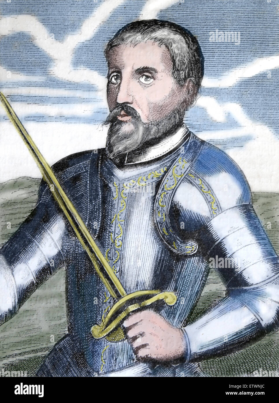 Hernando del Soto (1496-1542). Spanish explorer and conquistador. 1st European expedition into Unites States. Portrait. Stock Photo