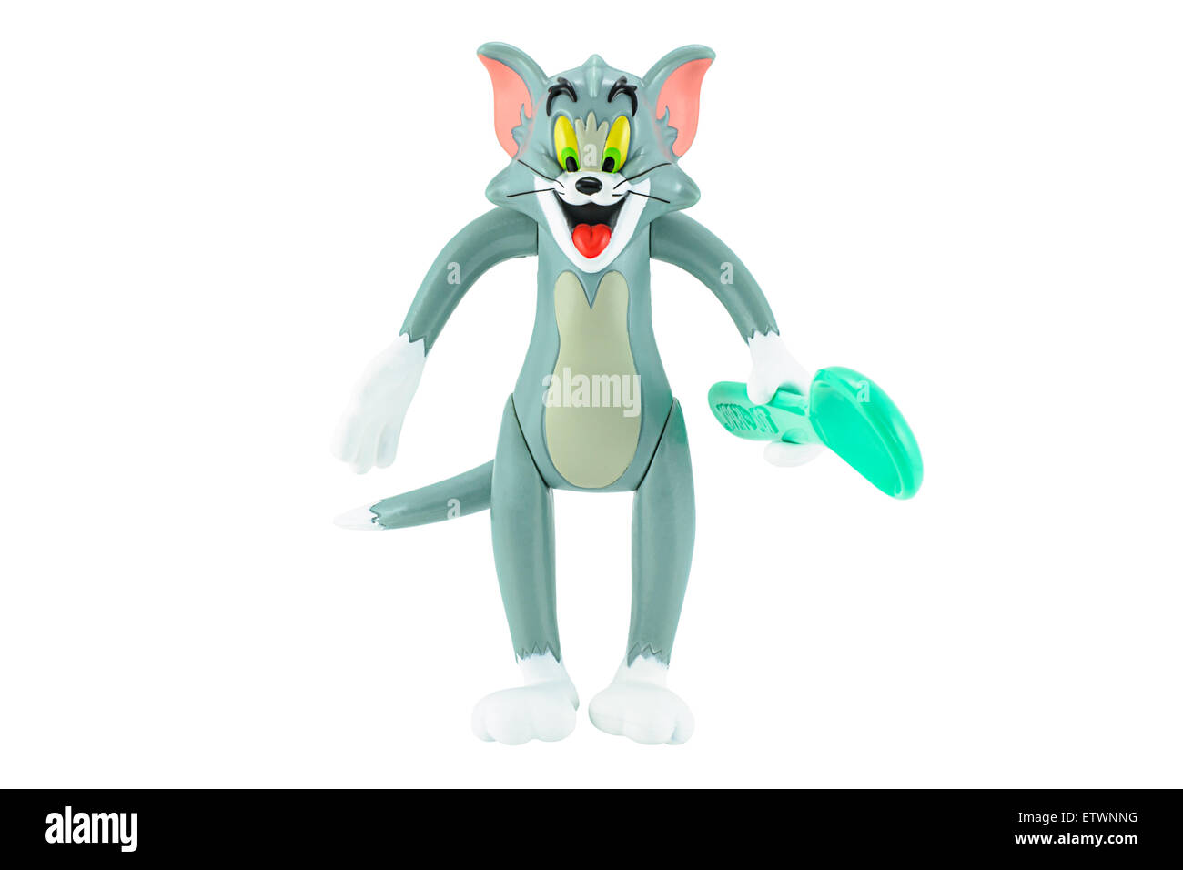 Bangkok,Thailand - February 17, 2015: Tom gray cat with spoon in hand toy character form Tom and Jerry animation cartoon. Stock Photo