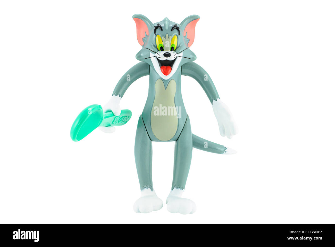 Bangkok,Thailand - February 17, 2015: Tom gray cat with spoon in hand toy character form Tom and Jerry animation cartoon. Stock Photo