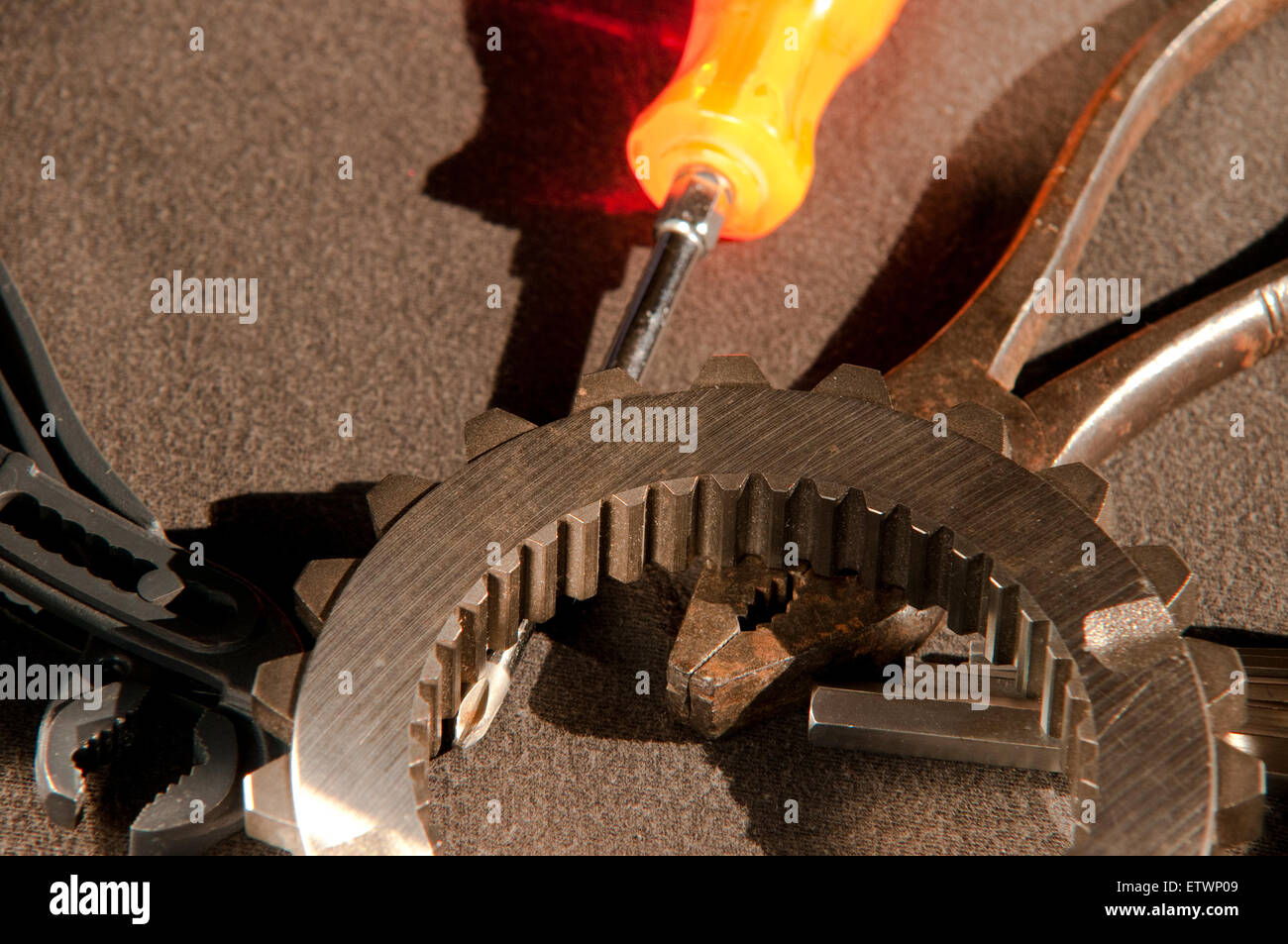 instruments and tools for working on mechanical parts Stock Photo Alamy