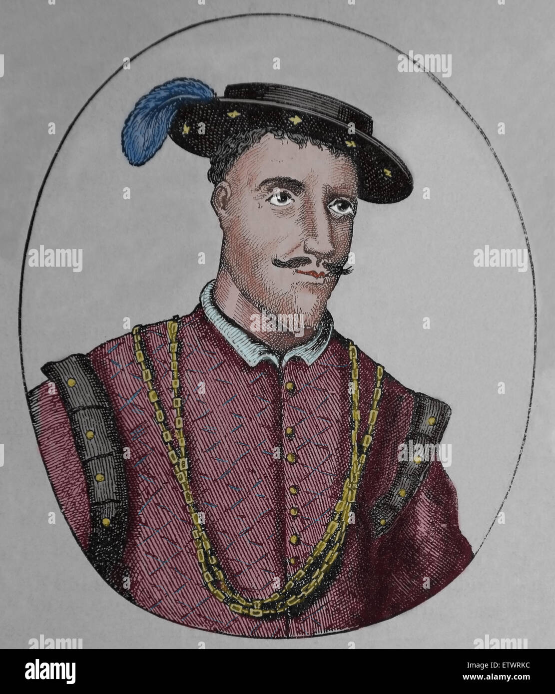 Juan de Grijalva (1489-1527). Spanish conquistador. Engraving. Later colouration. Stock Photo
