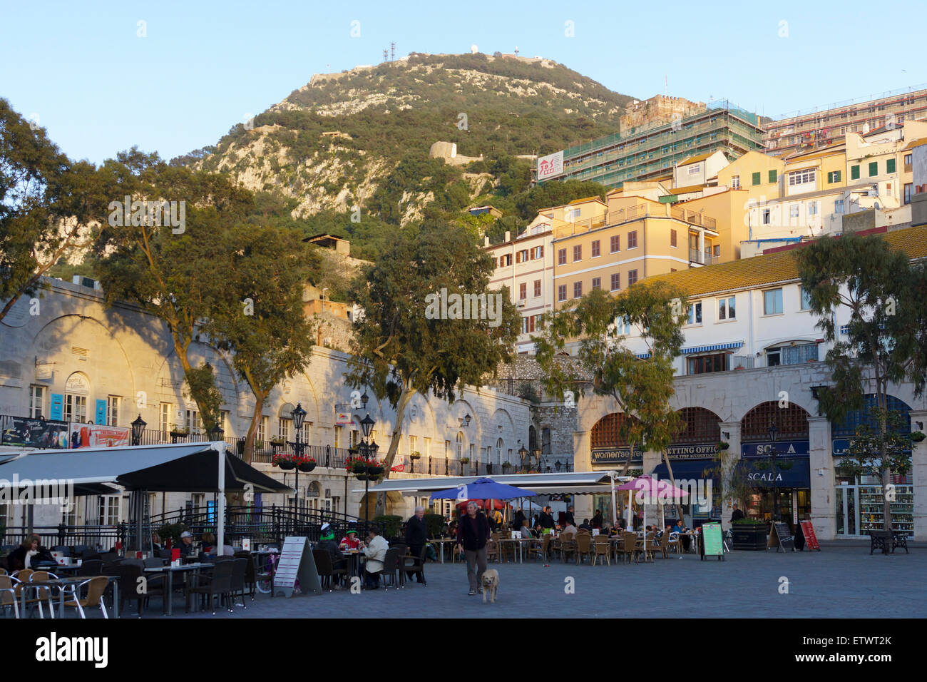 Grand Casemates Square at sunset, Gibraltar Stock Photo