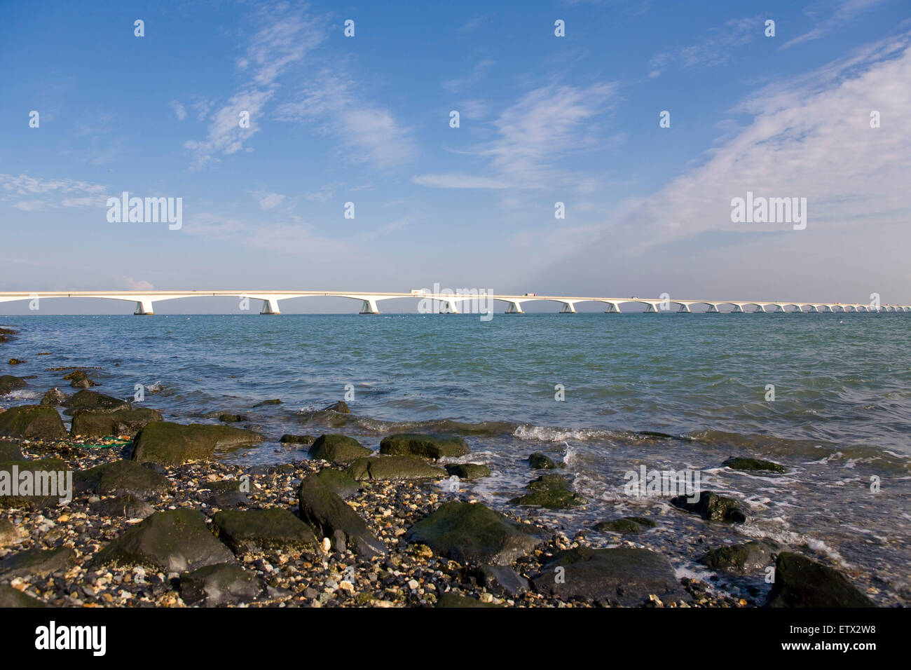 Europe, Netherlands, Zeeland, Zeeland bridge between Noord-Beveland and Schouwen-Duiveland.  Europa, Niederlande, Zeeland, Zeela Stock Photo