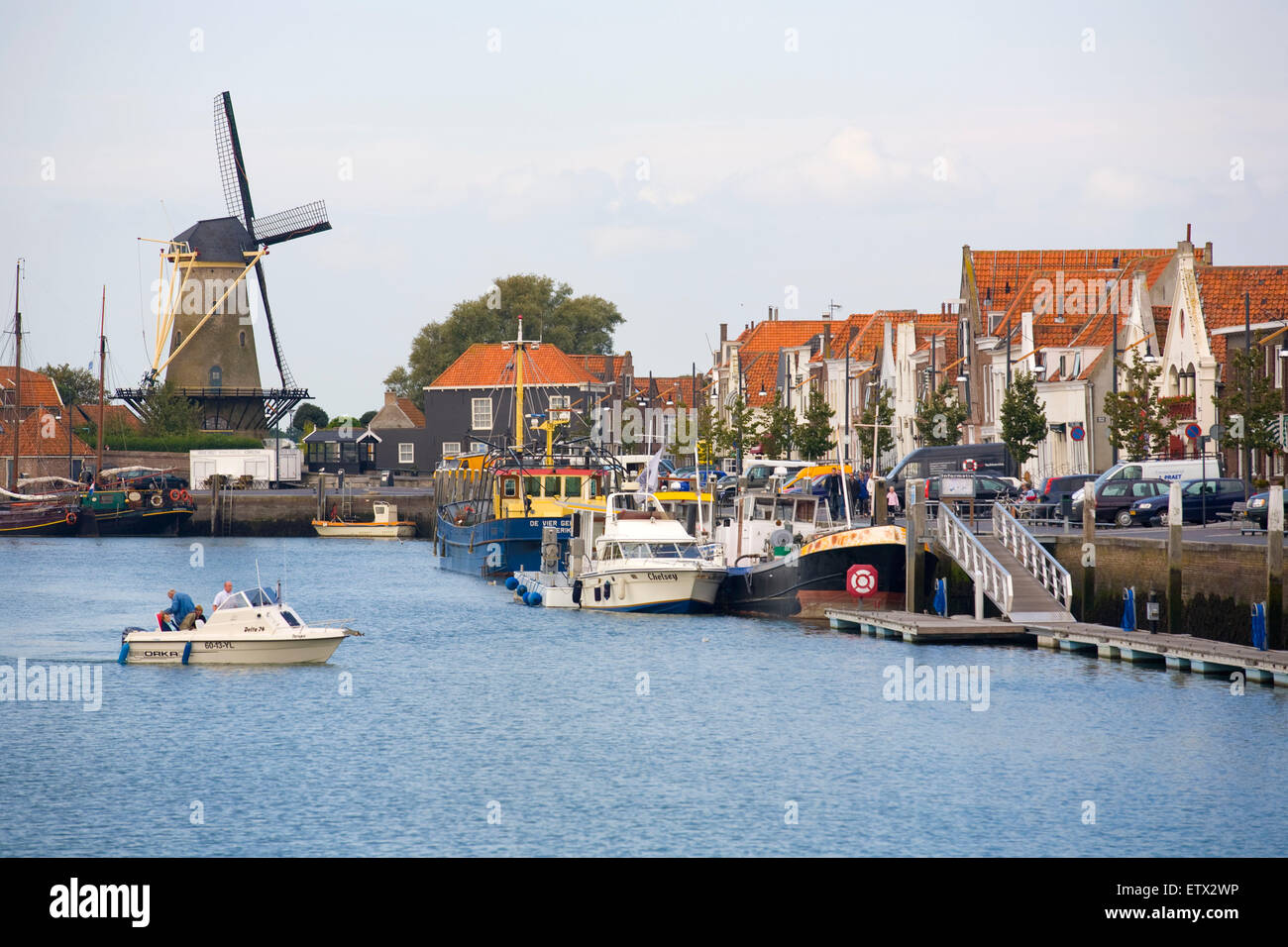 Europe, Netherlands, Zeeland, the new harbor in Zierikzee on the peninsula Schouwen-Duiveland.  Europa, Niederlande, Zeeland, de Stock Photo