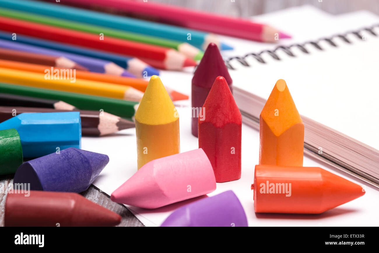colorful crayons and pencils Stock Photo Alamy