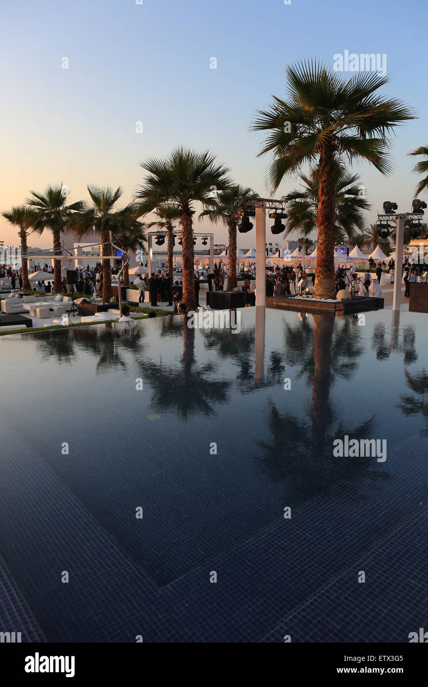 Dubai, United Arab Emirates, Private Beach Club party on the beach in Dubai Stock Photo
