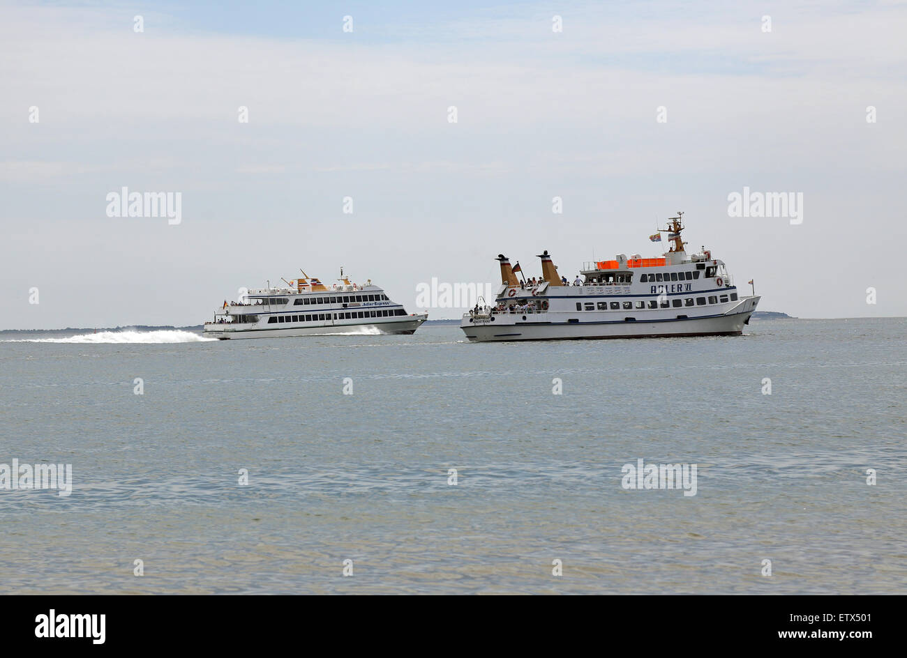Hornum, Germany, ferries MS Eagle VI and MS Eagle Express to the North Sea Stock Photo