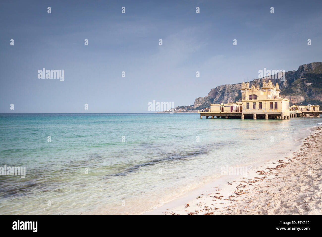 The famous beach of Mondello. Palermo, Sicily. Italy Stock Photo