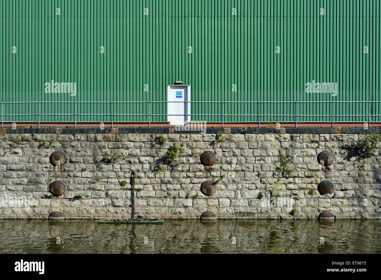 Green Warehouse, Limehouse Cut, Limehouse, London, United Kingdom Stock