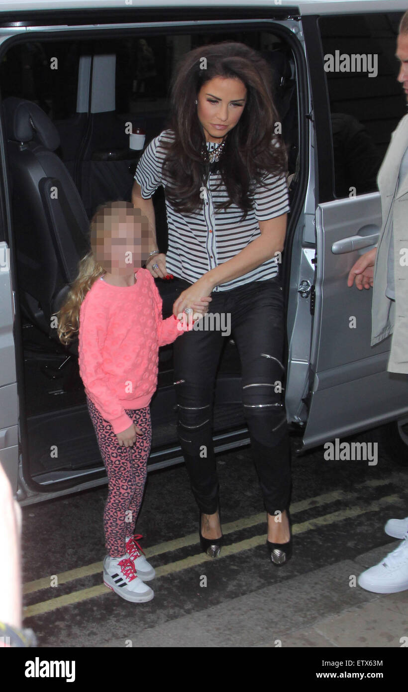 Katie Price and her daughter Princess Tiaamii arriving at BAFTA headquarters for Advertising