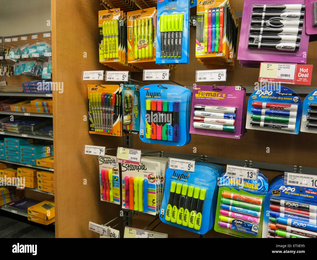 Displays in Staples Store, NYC Stock Photo Alamy