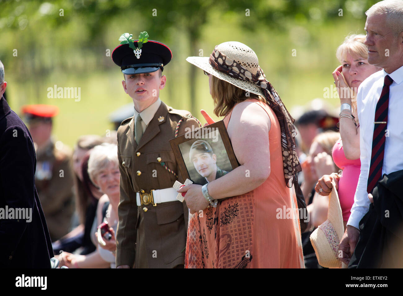 Guests arriving at the Bastion dedication service at the National Memorial Arboretum Stock Photo