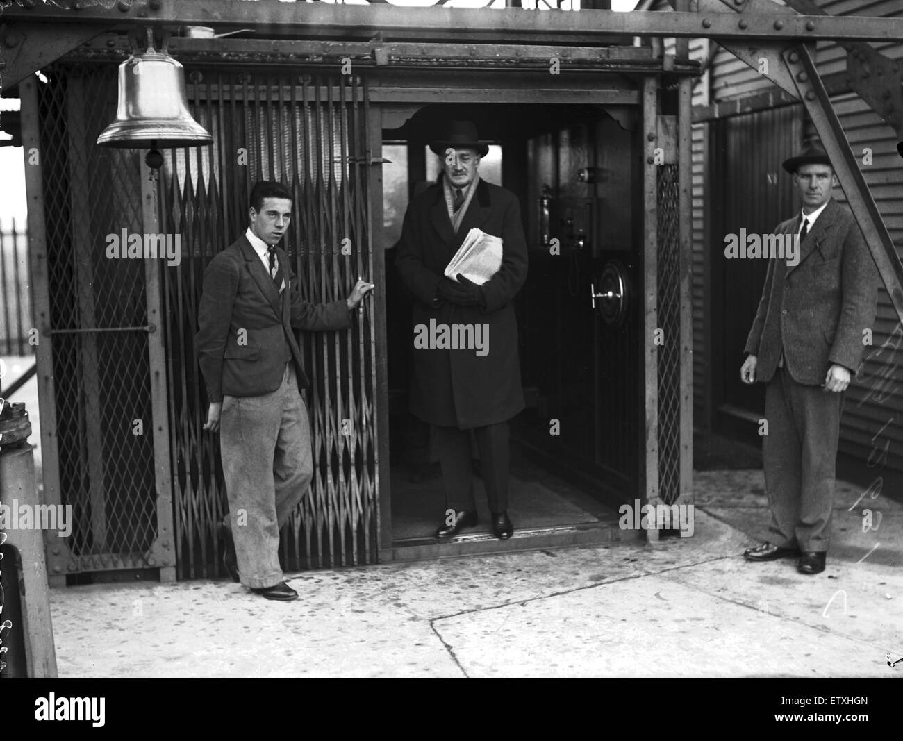 Lord Thomson of Cardington (HM Secretary of State for Air) seen here at the Royal Airship Works, Cardington about to board the R101 airship for the Imperial Conference in India. 4th October 1930 Stock Photo