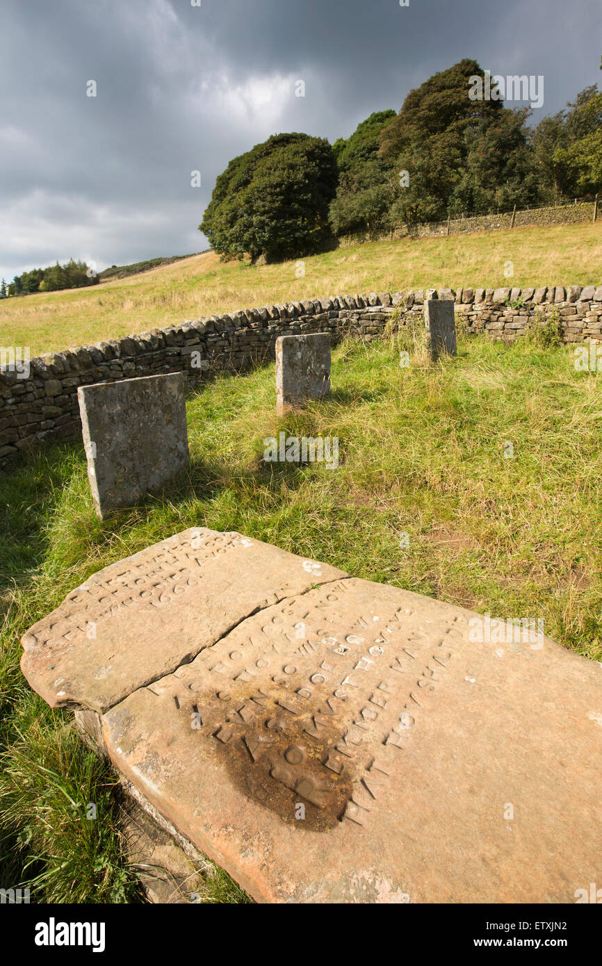 UK, England, Derbyshire, Eyam, The Riley Graves, Hancock family plague victim’s graves in Riley’s Field Stock Photo