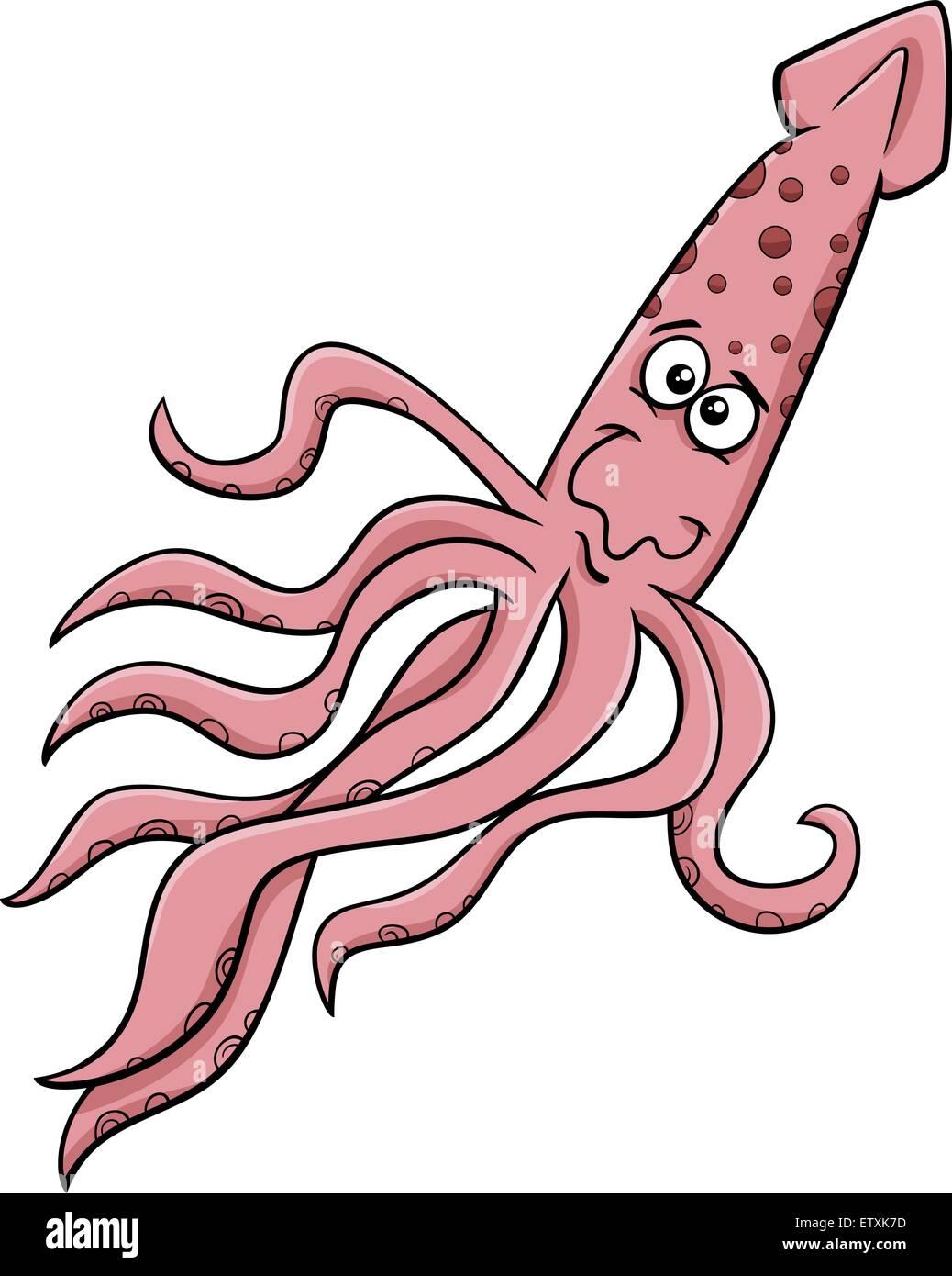 Cartoon Illustration of Funny Squid Sea Animal Stock Vector Image & Art -  Alamy