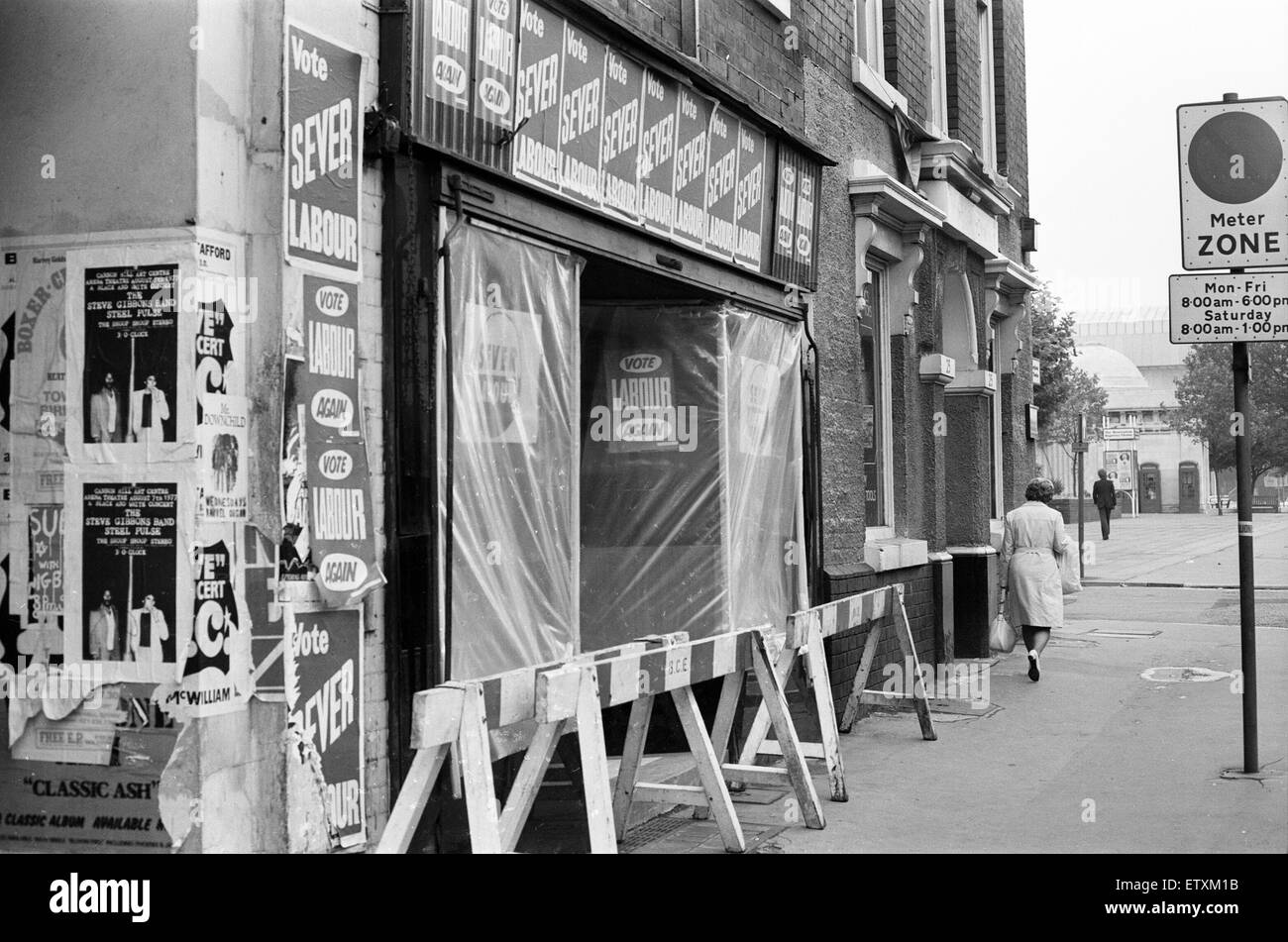 Labour Headquarters damaged during demonstrations, Ladywood, Birmingham, 15th August 1977. By-election, to be held on 18th August 1977. Stock Photo
